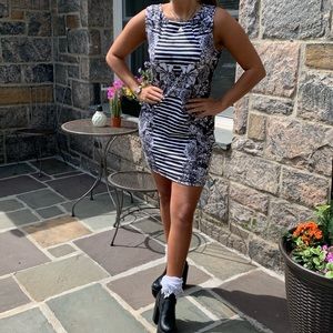 Modern striped patterned sun dress